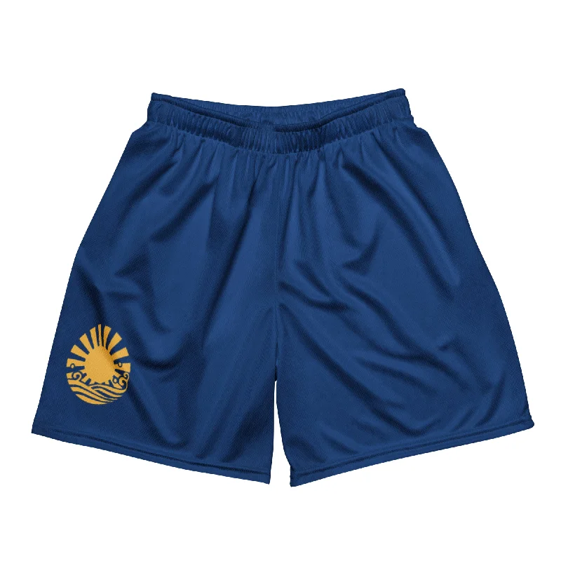 Soft-sided camping cooler-Tahattawan Navy Unisex Mesh Shorts