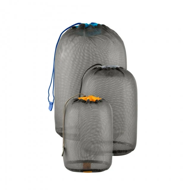 Gravity-fed camping water bottle-Mesh Stuff Sack Set Multi 3-sack [1] 3L Orange, [1] 5L Blue, [1] 8L Grey