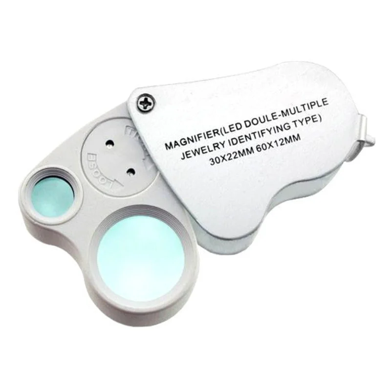 Battery-powered camping light-30X and 60X Jewelry Magnifying Glass with LED Lighting