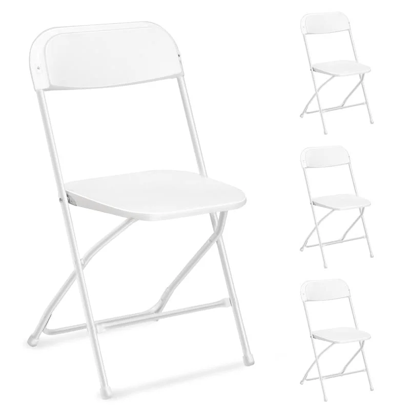 Sturdy camping prep table-4 Pack Plastic Folding Chair Event Chair Indoor Outdoor Steel Frame Portable Stackable Commercial Chairs