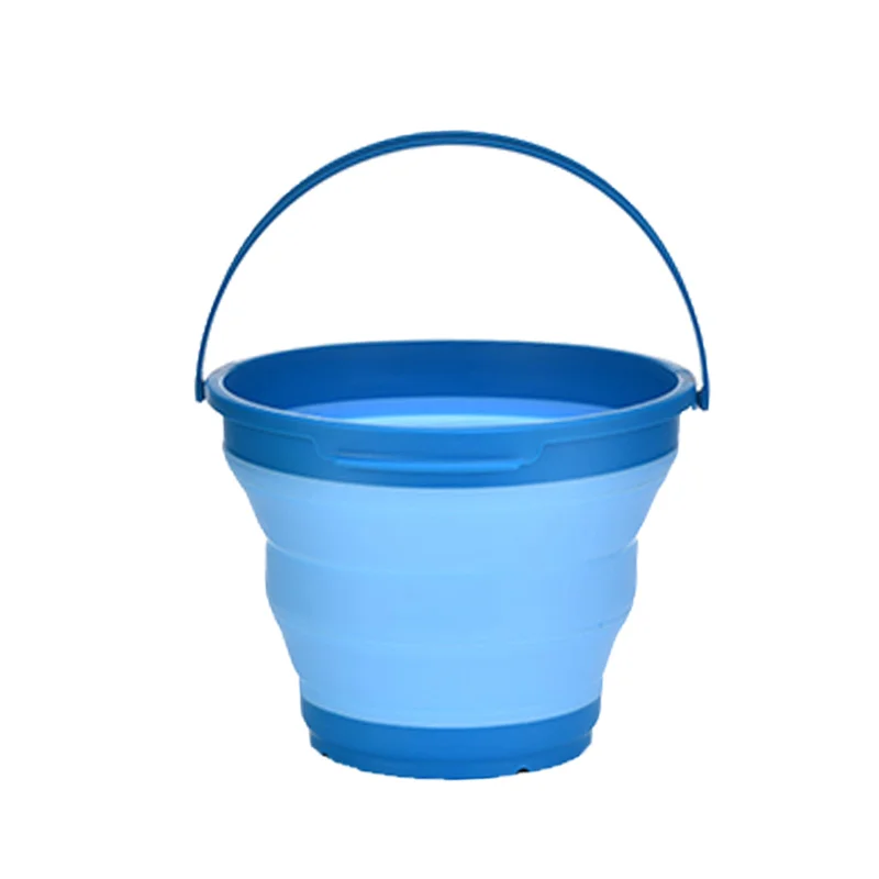 Telescopic camping walking stick-7 Litre Foldable Collapsible Silicone Bucket for Home/Hiking/Camping/Fishing - Blue