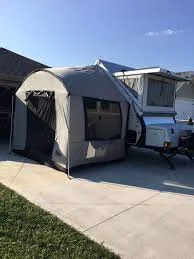 Sturdy camping utility station-A Frame Teardrop Trailer Side Tent Silver/Black Trim