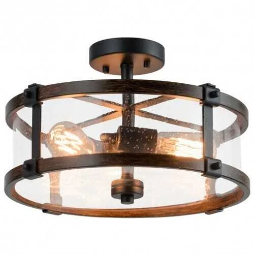 USB-powered camping headlamp-3-Light Living Room Retro Flush Mount Ceiling Light