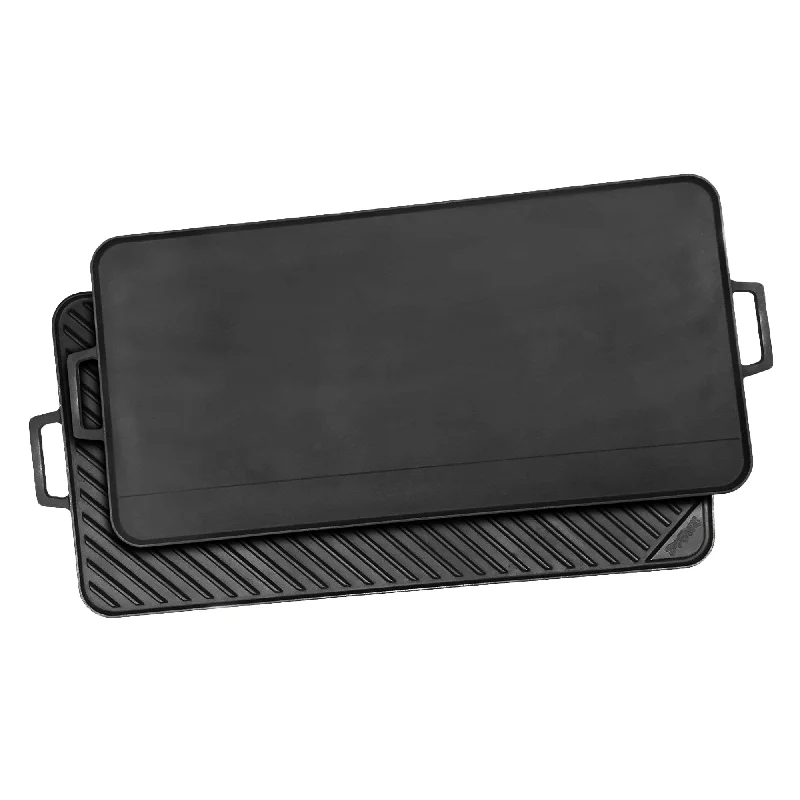 Rechargeable camping light bar-Bayou Reversible Seasoned Cast Iron Griddle Grill Pan w/ 28" by 14" Cooking Area