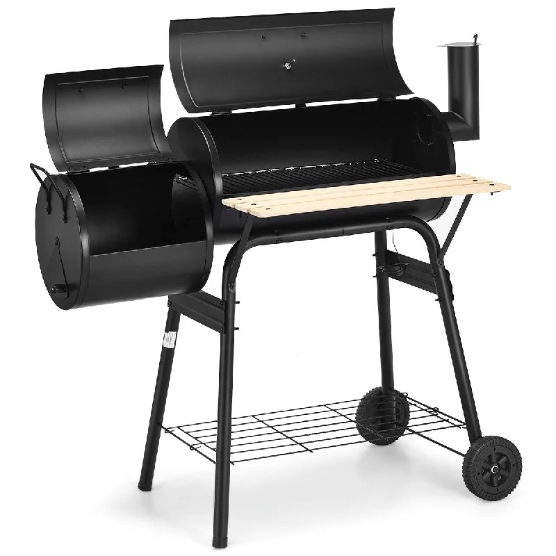 Foldable camping kitchen table-BBQ Charcoal Grill with Offset Smoker