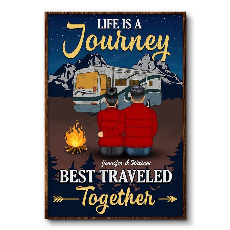 Foldable camping side station-Best Traveled Together - Gift For Couple - Personalized Custom Poster