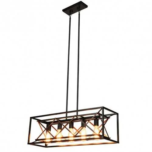 Large capacity camping cooler-5-Light Kitchen Island Pendant Light Wood Metal Chandelier