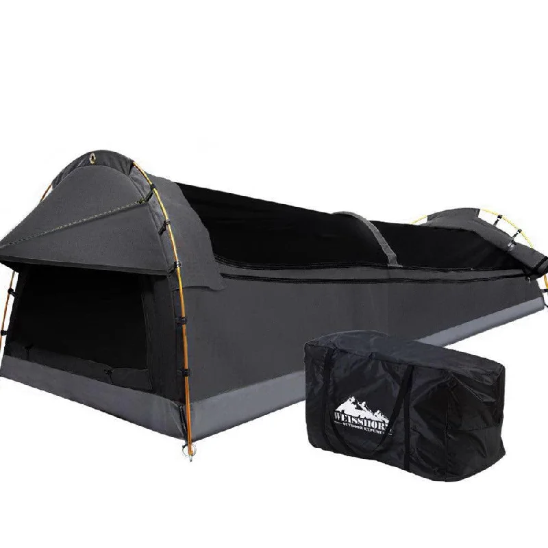 Large camping cooler box-Double Swag Camping Swags Canvas Tent Deluxe Dark Grey Large Bag