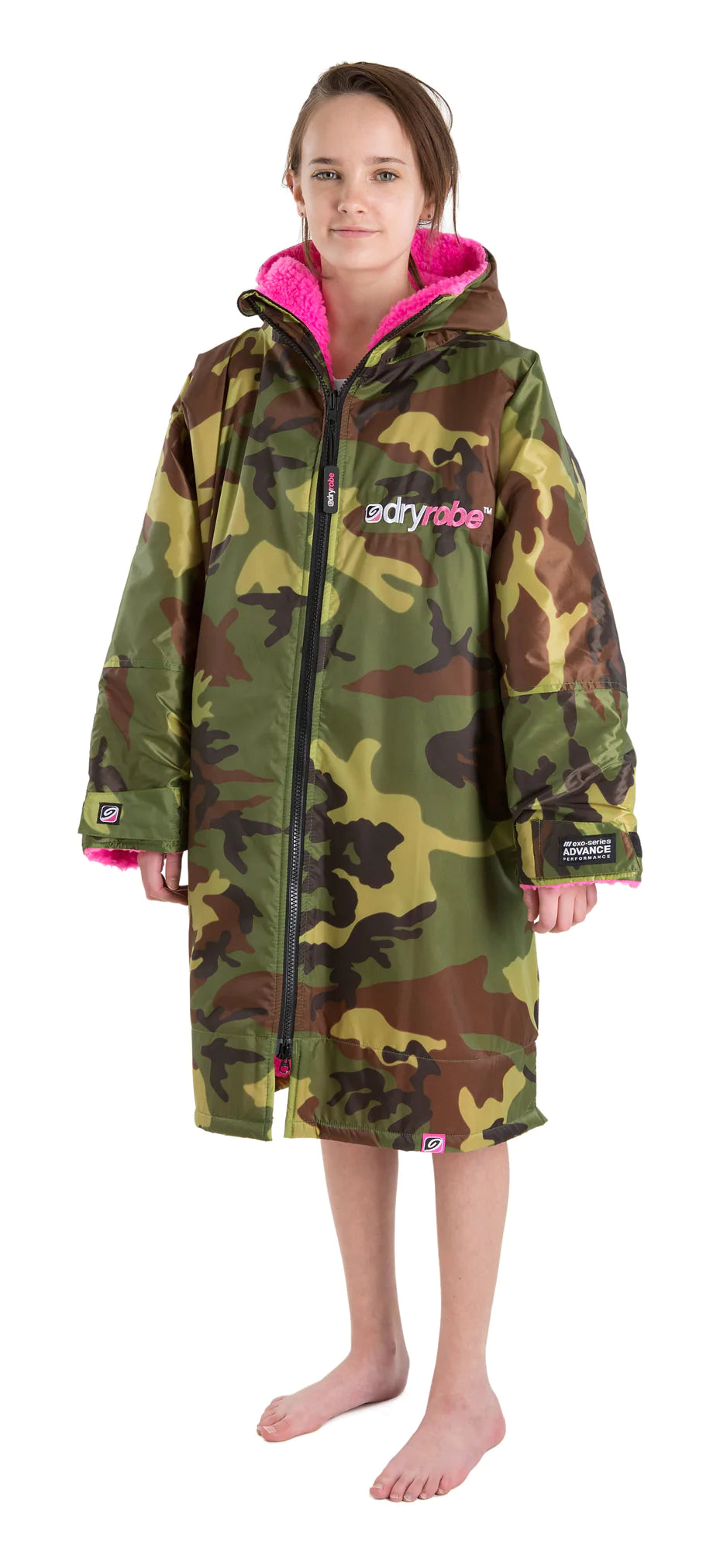 Solar camping lantern portable-Dryrobe Advance Kids Long Sleeve Camouflage Pink  - RECYCLED