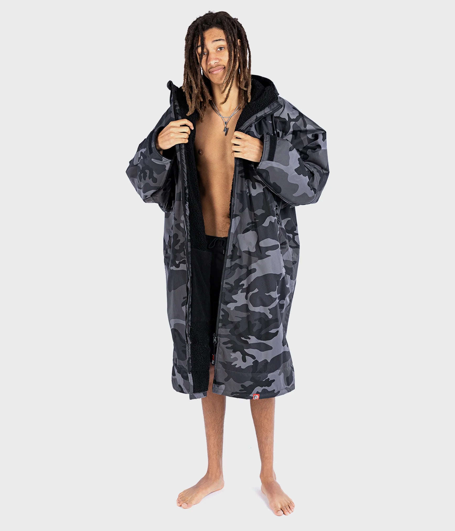 Soft-sided camping cooler chest-Dryrobe Advance Long Sleeve Black Camouflage - RECYCLED