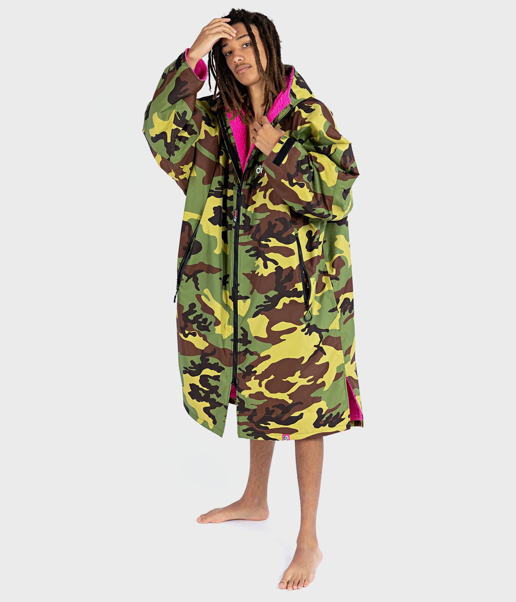 Dual-fuel camping grill-Dryrobe Advance Long Sleeve Camouflage Pink - RECYCLED