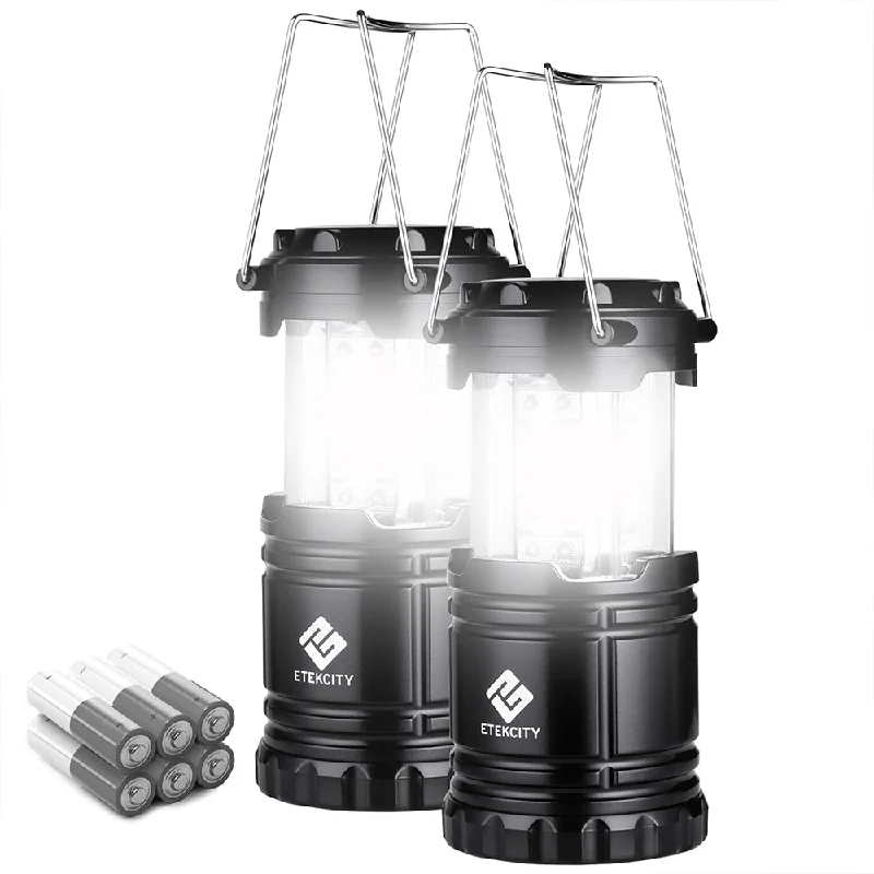 Collapsible camping hike pole-Etekcity Lantern Camping Lantern - 2 Pack - Black