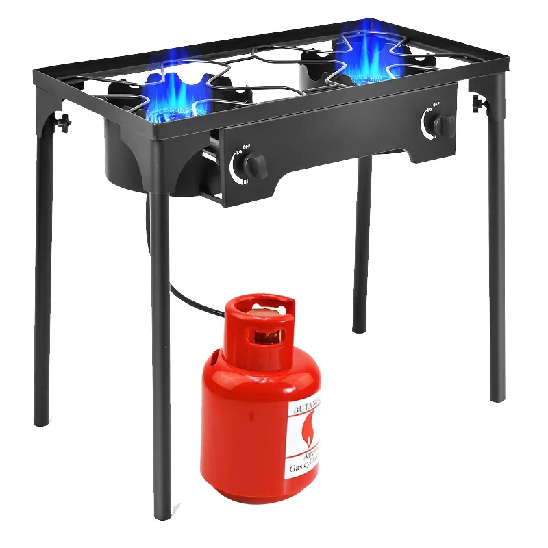 Folding camping grill burner-Giantex 150,000 BTU Outdoor Double Burner Stove