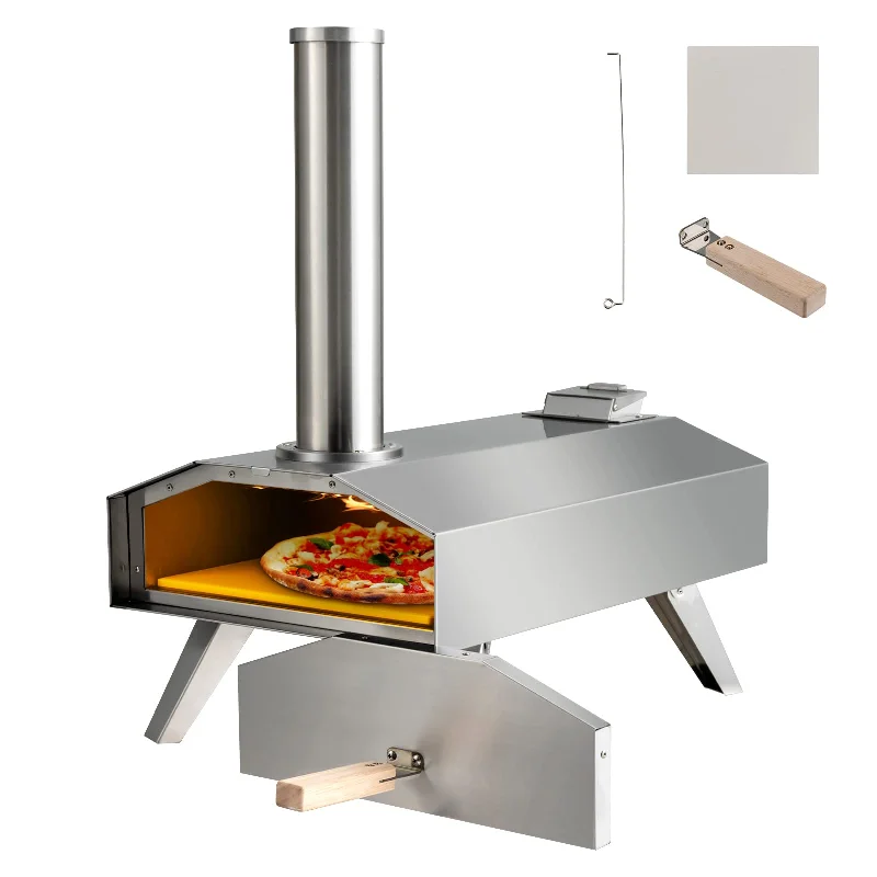 Quick-dry camping camp towel-Giantex Outdoor Pizza Oven with 12'' Pizza Stone, Foldable Legs, Portable Stainless Steel Steel Pizza Maker for Outside