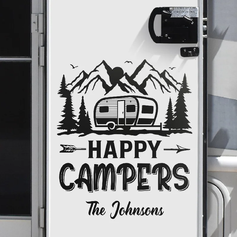 Wheeled camping ice cooler-Happy Campers RV Trailer Tent - Vacation, Traveling, Funny Gift For Camping Lovers - Personalized Camping Decal, Decor Decal