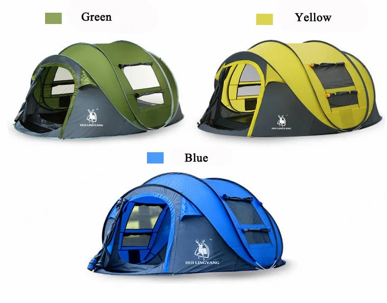 Non-stick camping cookware-HUI LINGYANG Pop Up Tent 5-6 Person Double Layer Waterproof Tent