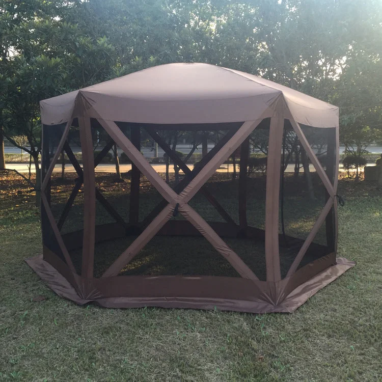 Inflatable camping air pad-Large Hexagon Screen Tent Gazebo