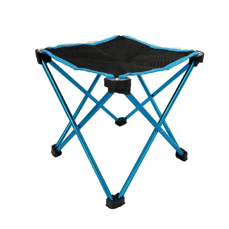 Durable camping tent pegs-Mini Portable Outdoor Folding Stool Camping Fishing Picnic Chair Seat 80kg Blue