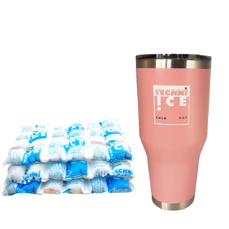 Wheeled camping ice box-New 2024 Model Techni Ice 1200ml (40 oz.) Tumbler Pink Stainless Steel 6 Years Warranty + 3 Techni Ice Reusable Dry Ice Packs *FRESH STOCK JUST ARRIVED