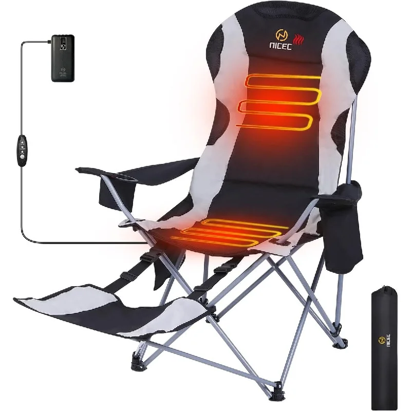 High-tension camping tarp rope-Nice C Heated Camping Chair, Heated Chairs Outdoor, Folding Chair, Detachable Foot-Rest