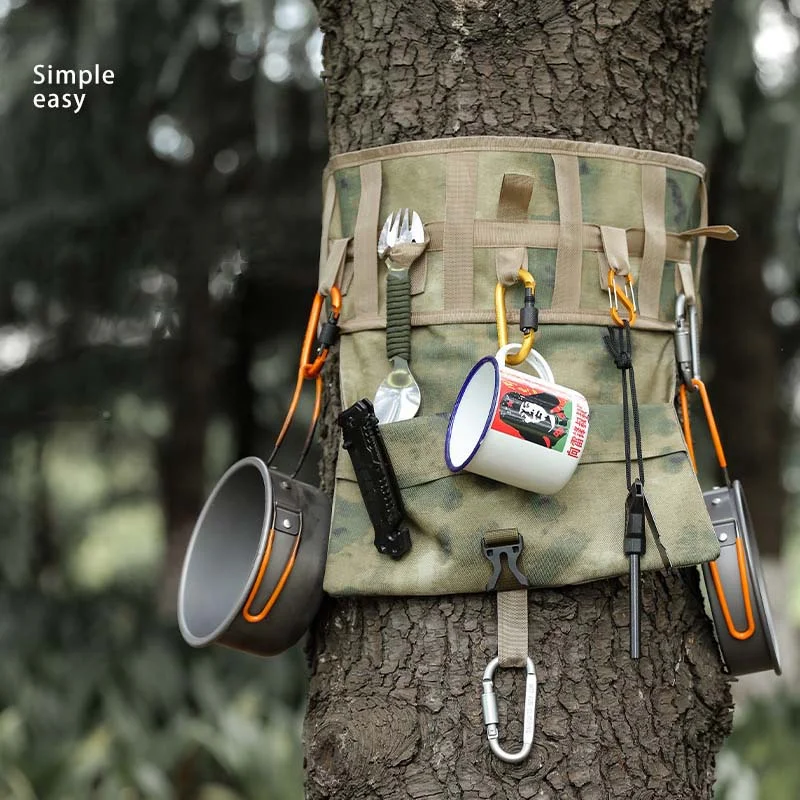 Sturdy camping prep station-Camping Hanging Storage Bag