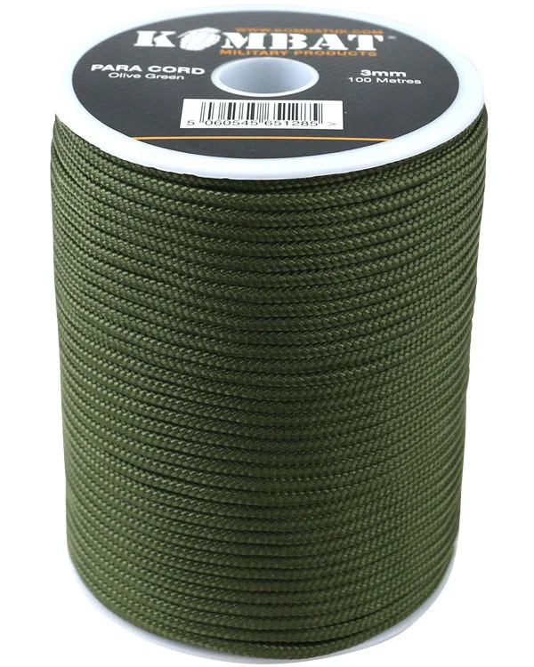 Inflatable camping mattress-ParaCord on reel - 100m Olive Green