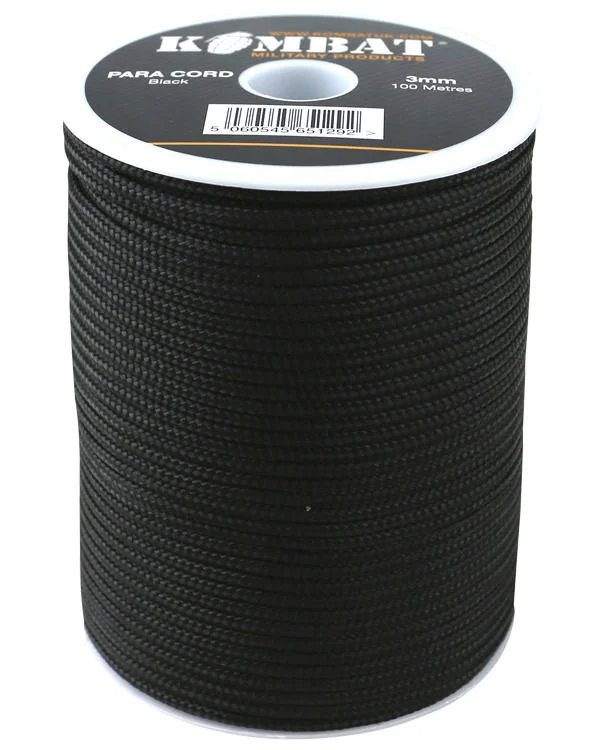 Ripstop camping tent fly-ParaCord on reel - 100m Black