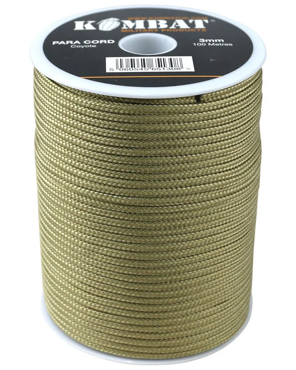 Compact camping water purifier-ParaCord on reel - 100m Coyote Tan