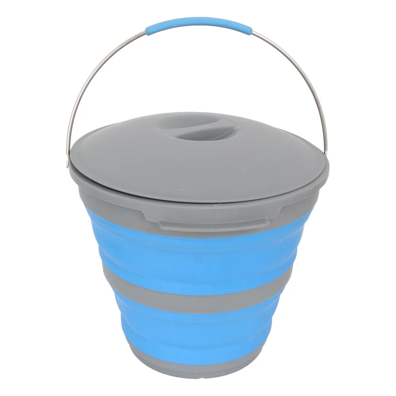 Wheeled camping cooler chest-Popup Bucket With Lid 10L Blue