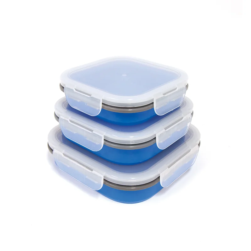 Nylon camping hammock gear-Popup Food Containers Blue 3 Pack