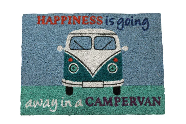 Waterproof camping ground sheet-Quest Heavy Duty 'Happiness gone away in a Camper Van` Mat