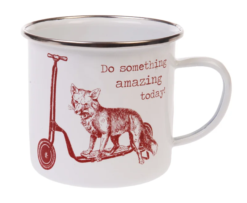 Absorbent camping body towel-Sass and Belle Enamel Do Something Amazing Today Fox Mug