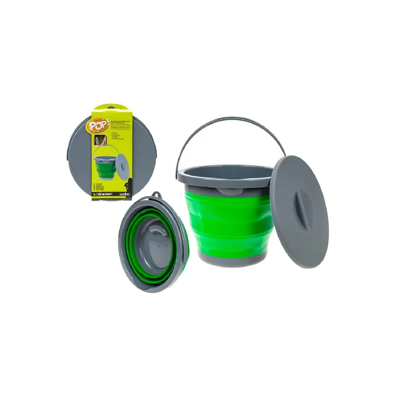 Wheeled camping cooler box-Summit Pop 5L Bucket With Lid Green