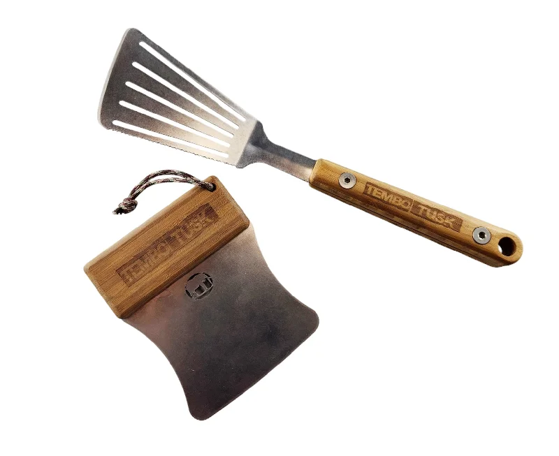 Compact camping grill stove-TemboTusk Bamboo Spatula and Scraper  Kit