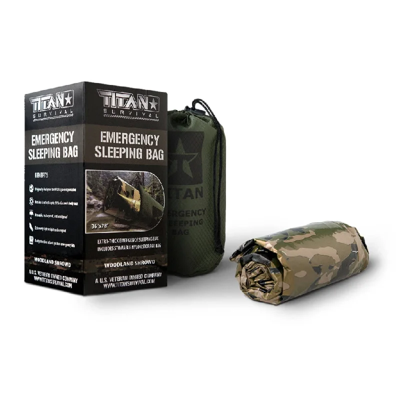 Titanium camping cookware set-Titan Survival Emergency Sleeping Bag - Woodland Shroud