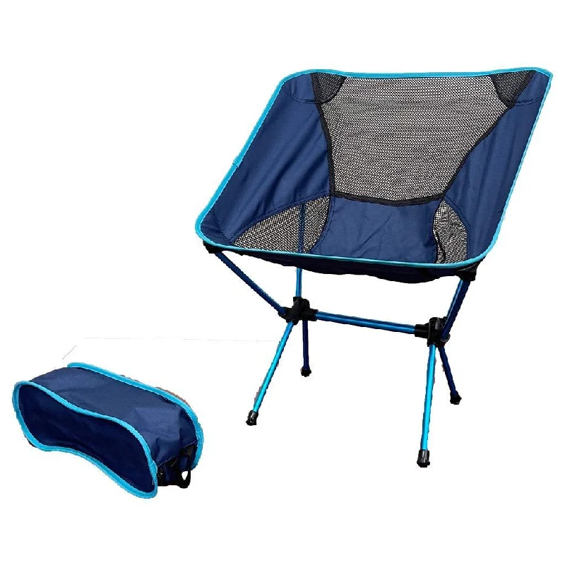 LED camping tent light-Ultralight Aluminum Alloy Folding Camping Camp Chair Outdoor Hiking Full Blue