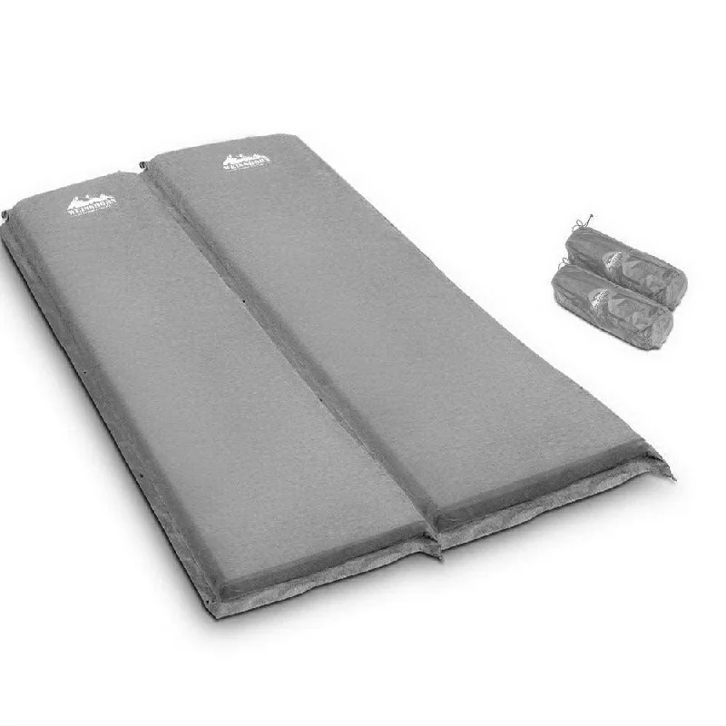 Collapsible camping water tank-Weisshorn Self Inflating Mattress Camping Sleeping Mat Air Bed Pad Double Grey 10CM Thick