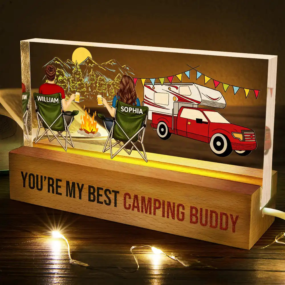 Durable camping tent ropes-You're My Best Camping Buddy - Personalized Rectangle LED Light